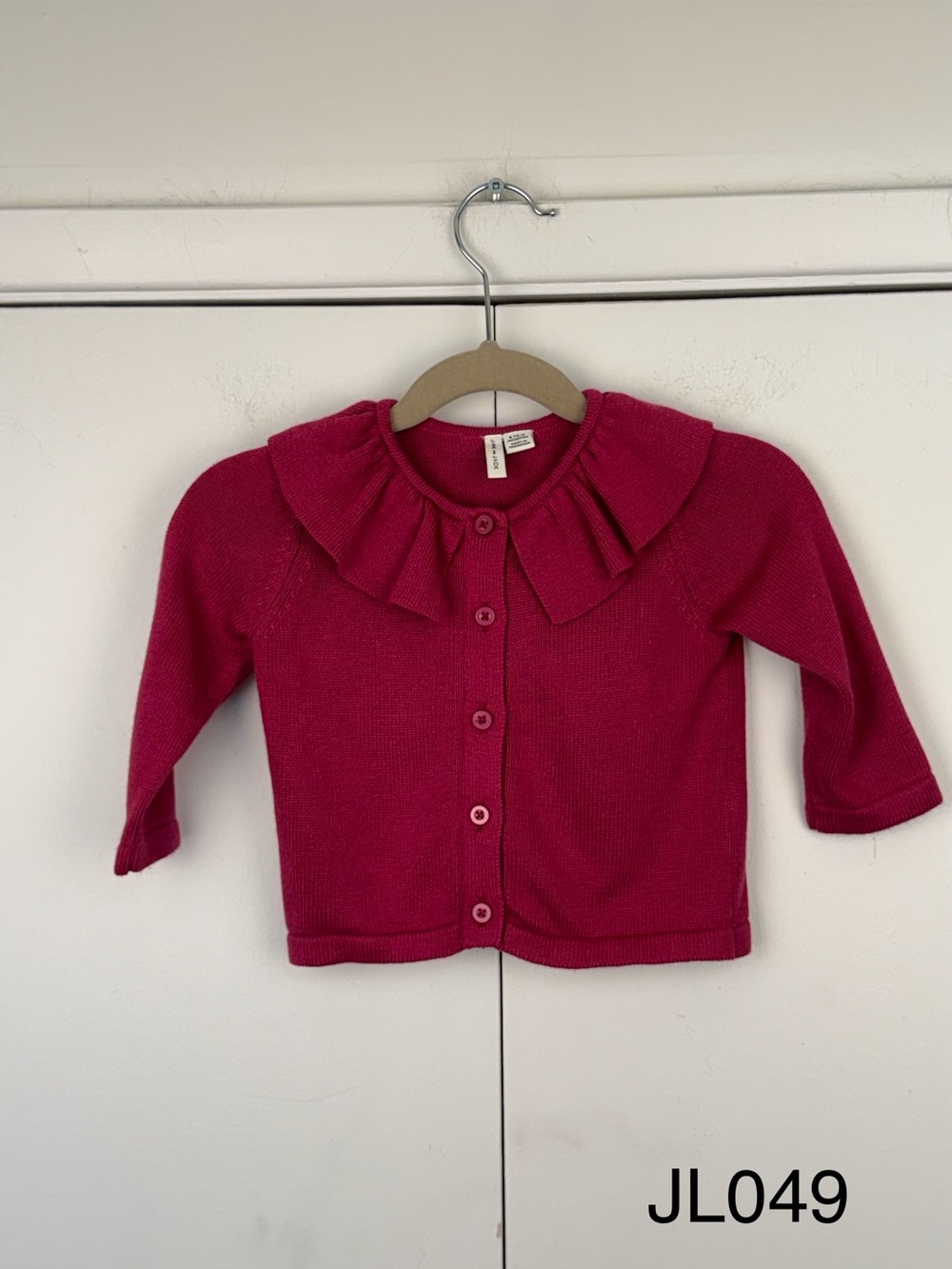Janie and Jack Pink Ruffle Collar Cardigan Baby 6-12M